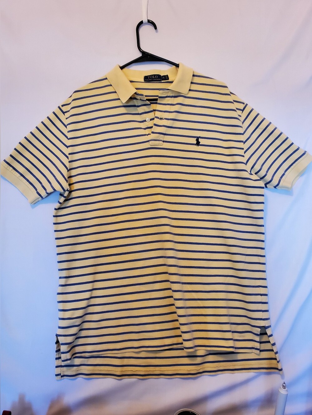 Polo by Ralph Lauren Yellow With Blue Striped Cotton Polo Ralph Lauren XL